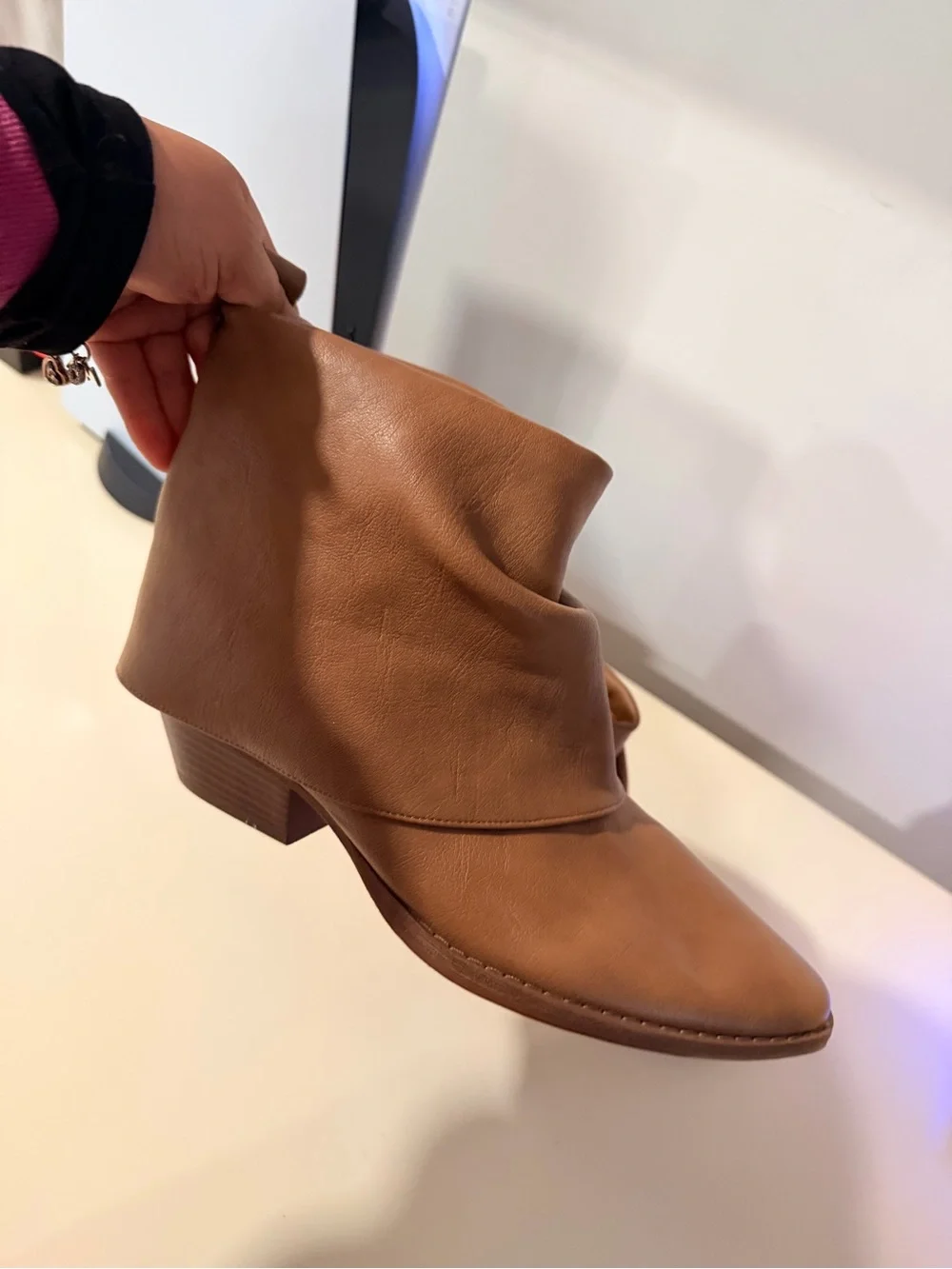 Zodiac Tan Leatherette Slouch Ankle Boot